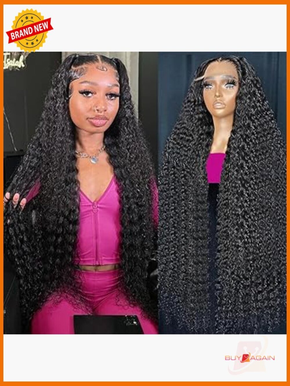 30 Inch Deep Wave Lace Front Wig Human Hair 200 Density HD Transparent